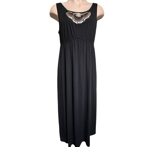 FADED GLORY Embellished Black Knit‎ Maxi Dress Size XXL (20) Sleeveless Summer - Picture 4 of 13